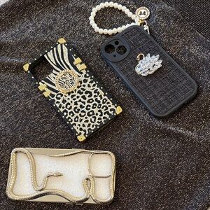 iPhone 14 Leopard and Black Phone Cases with Gold Accents All 3!!!